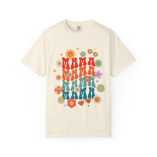 Mama Vibes Floral Retro T-Shirt — Vintage 70s Style Mother’s Day Tee