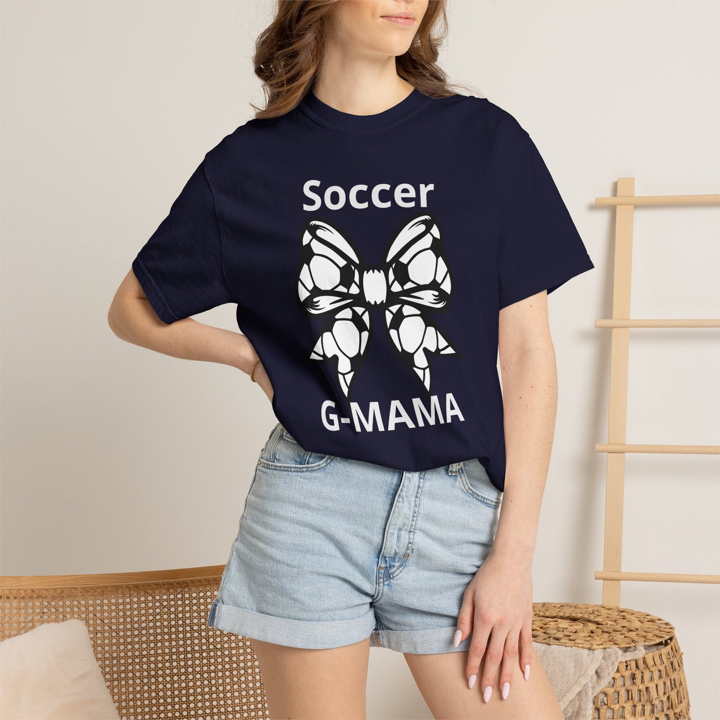 Butterfly Bow Graphic T-Shirt — 'Soccer Mama' Subtle Text