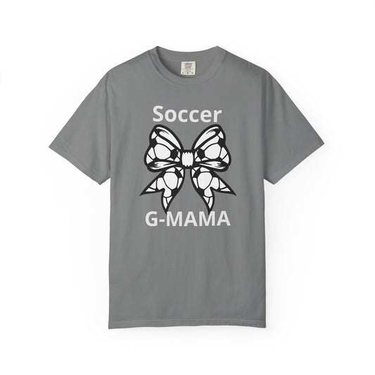 Butterfly Bow Graphic T-Shirt — 'Soccer Mama' Subtle Text