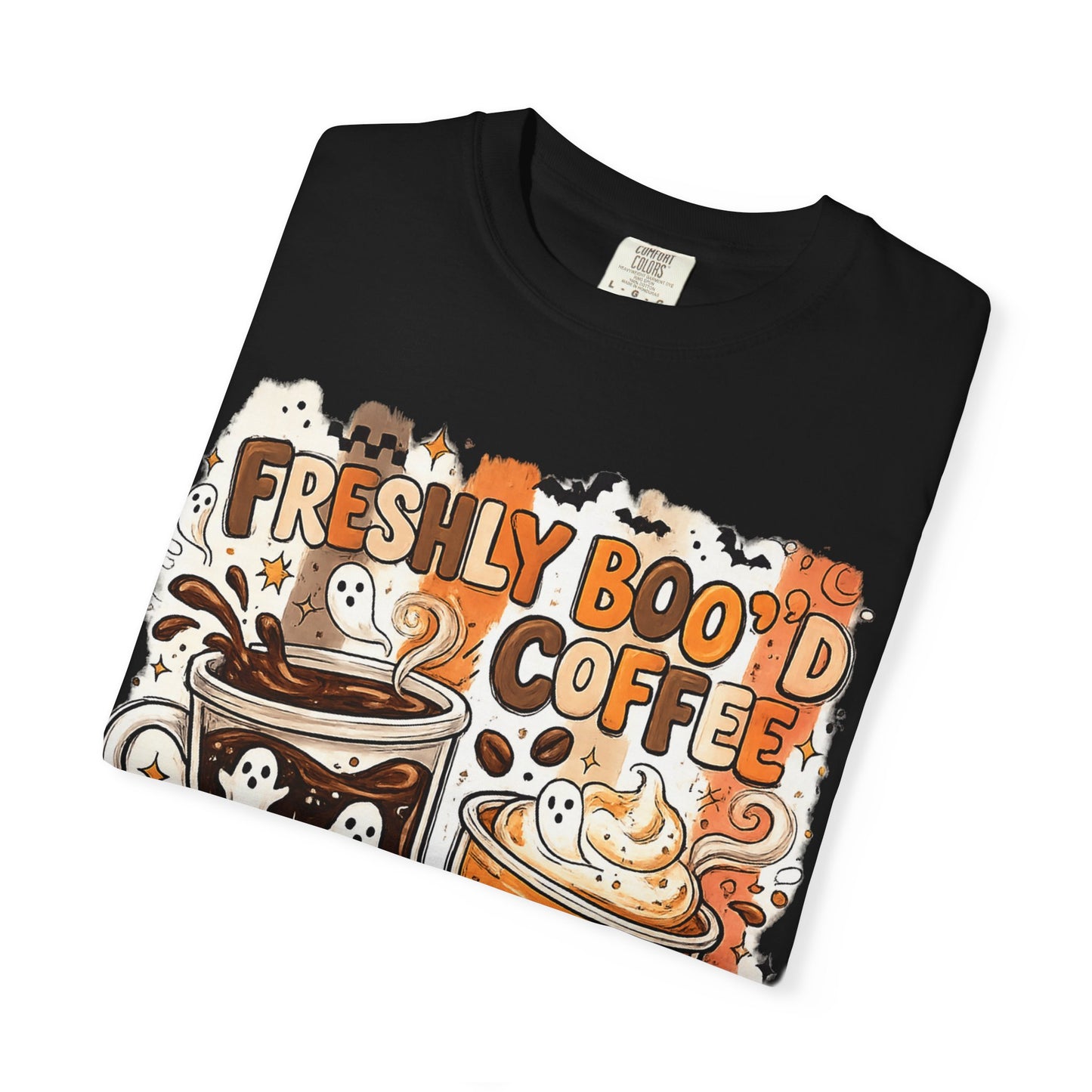 Freshly Boo'd Coffee Halloween T-Shirt — Cute Ghost Latte Graphic Tee