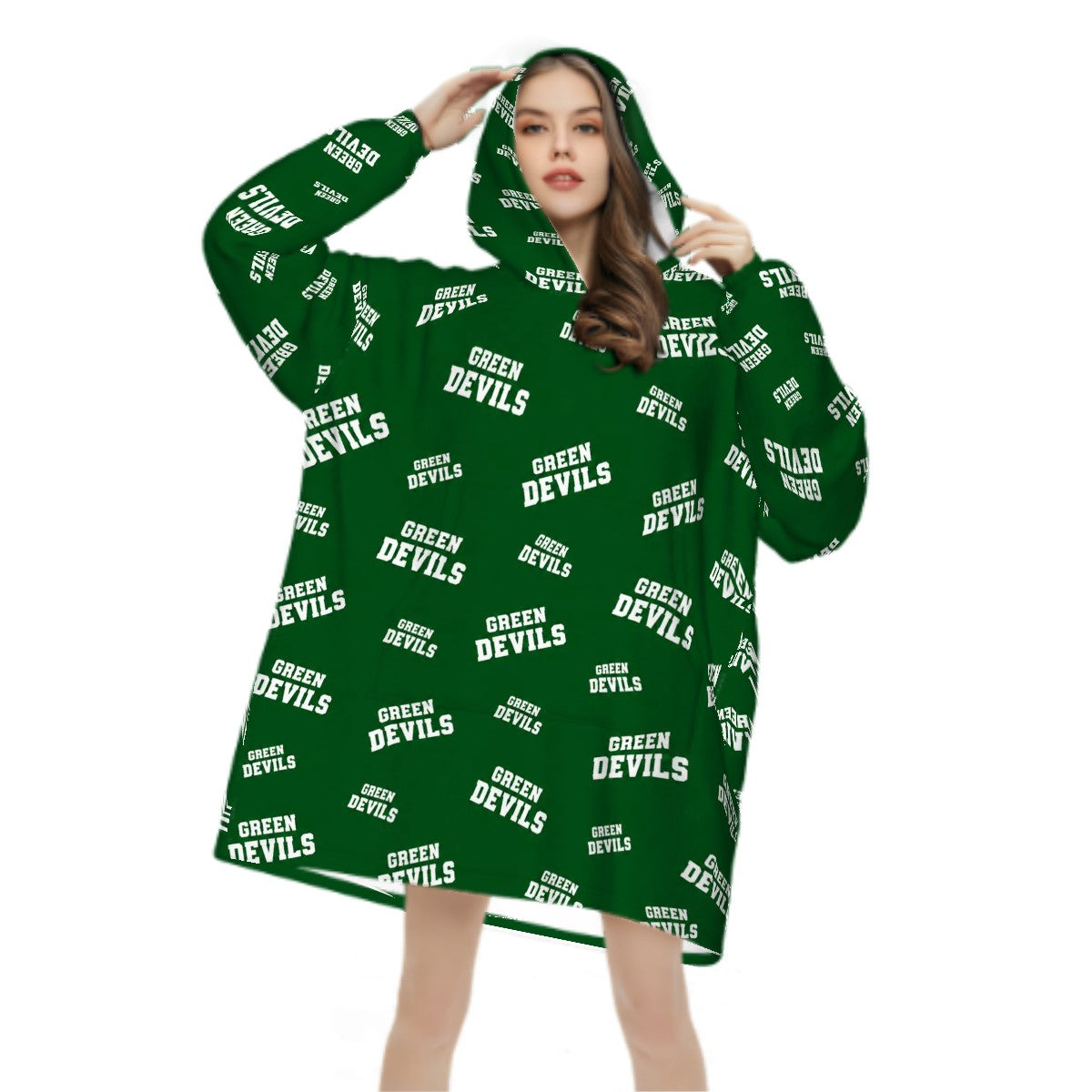 Adult Blanket Hoodie GREEN DEVILS