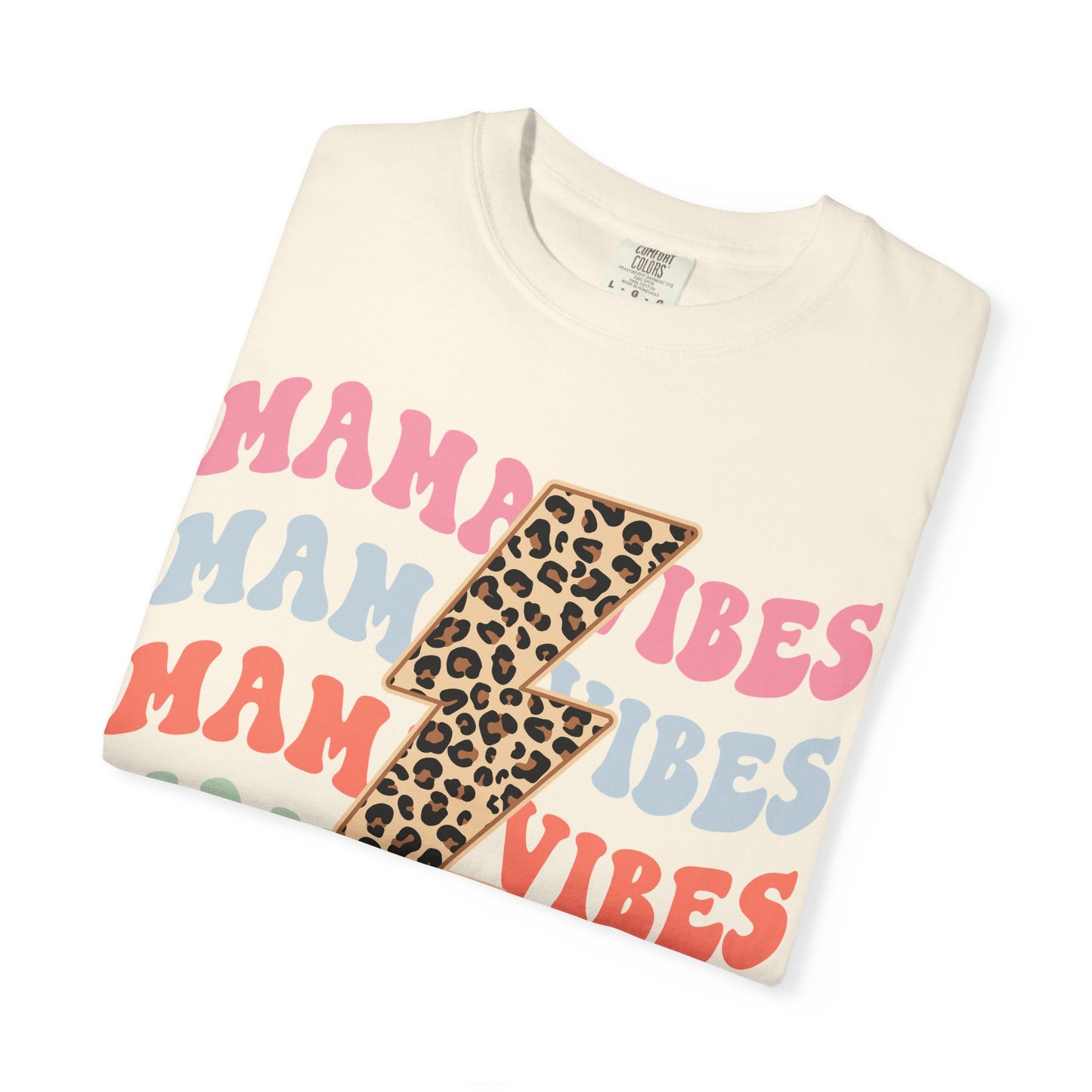 Mama Vibes Lightning Bolt T-Shirt — Leopard Print Retro Mom Tee