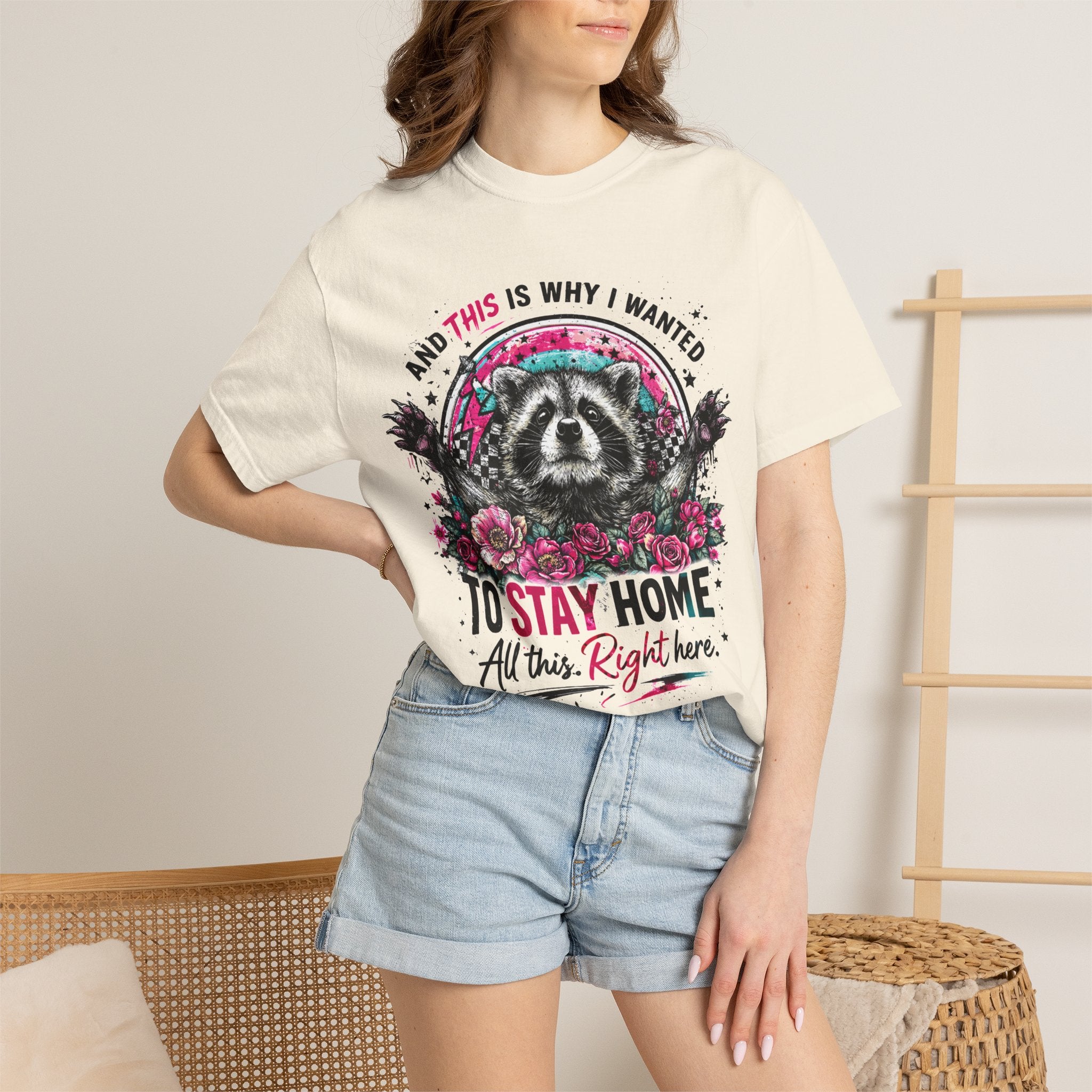 Raccoon "To Stay Home" Graphic T-Shirt