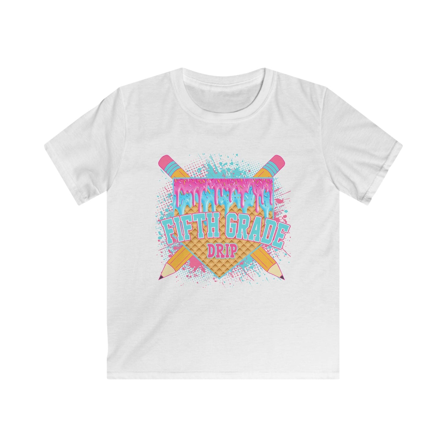 5th Grade Drip Kids T-Shirt — Colorful Pencil Back-to-School Shirt