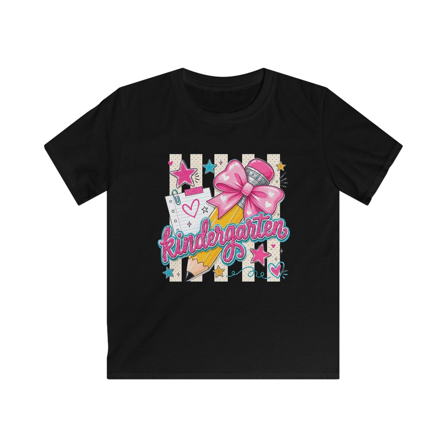 Kindergarten Kids T-Shirt — Cute Pink Bow Back-to-School Tee