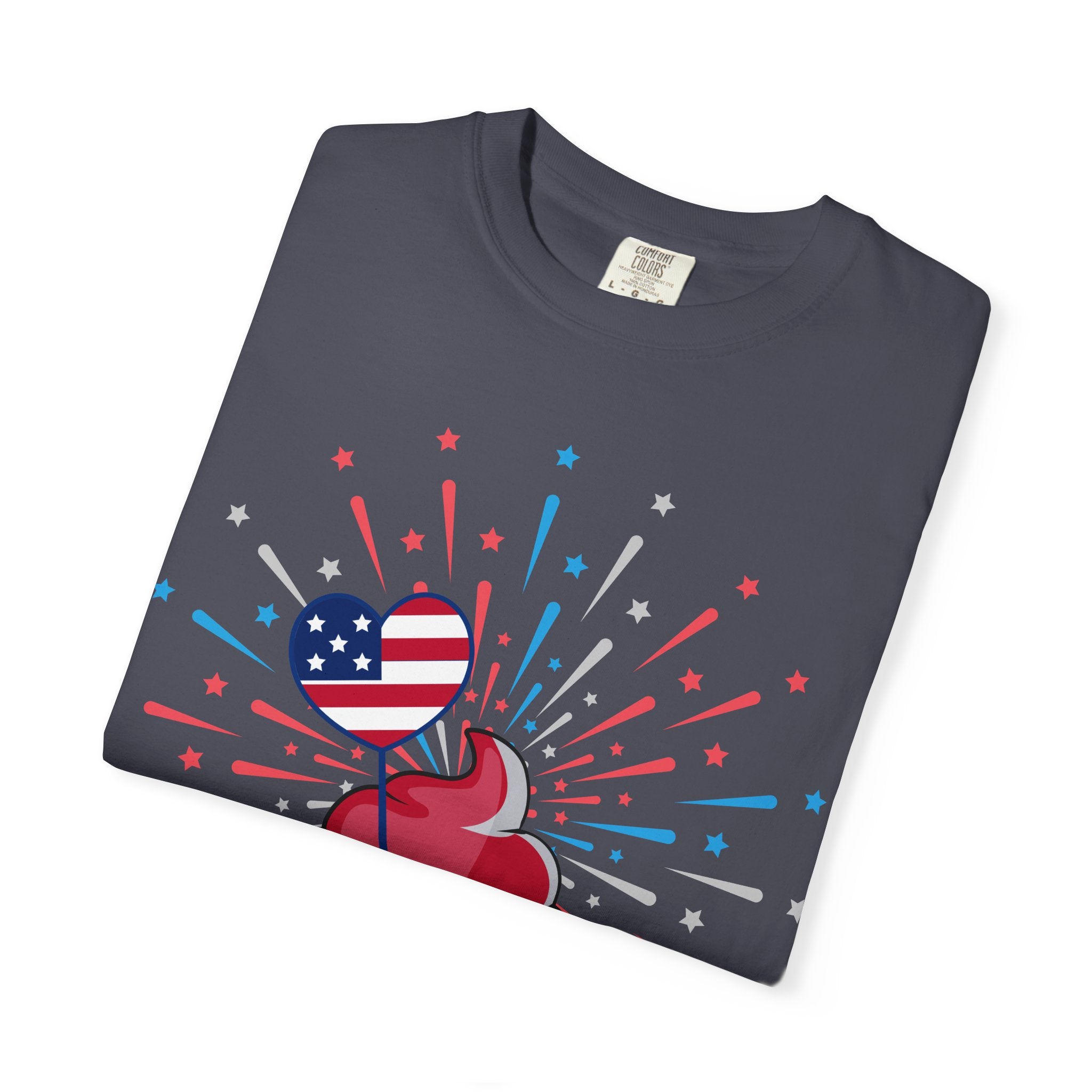 4th of July Patriotic Cupcake T-Shirt — USA Flag Firework Bakery Graphic Tee