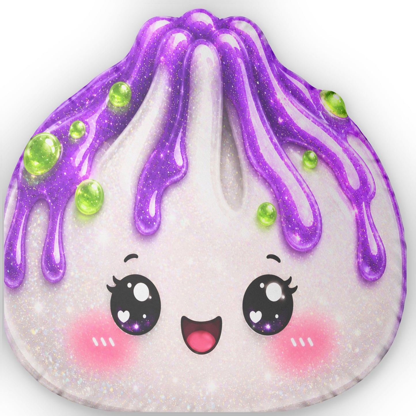 Kawaii Drip Dumpling Pillow — Cute Purple Drizzle Custom Shaped Pillow