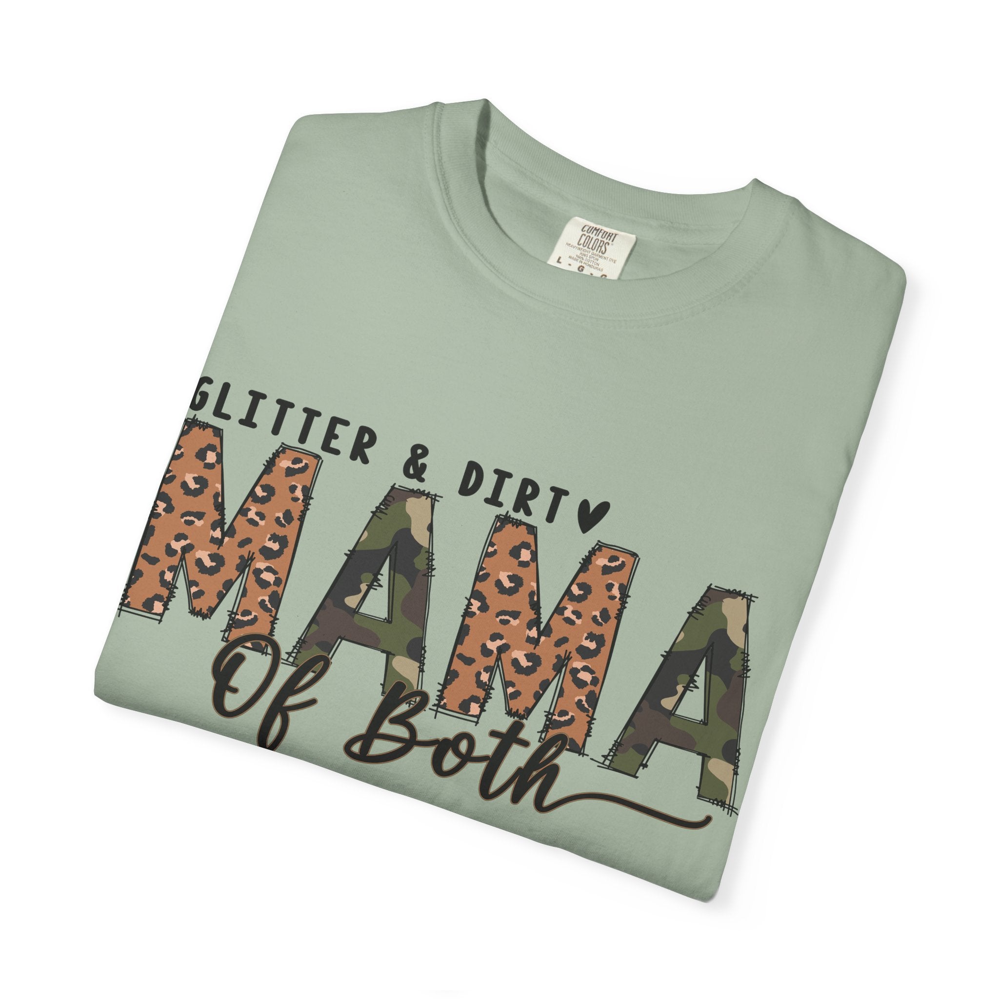 Mama of Both Leopard Graphic T-Shirt — "Glitter & Dirty" Mom Tee