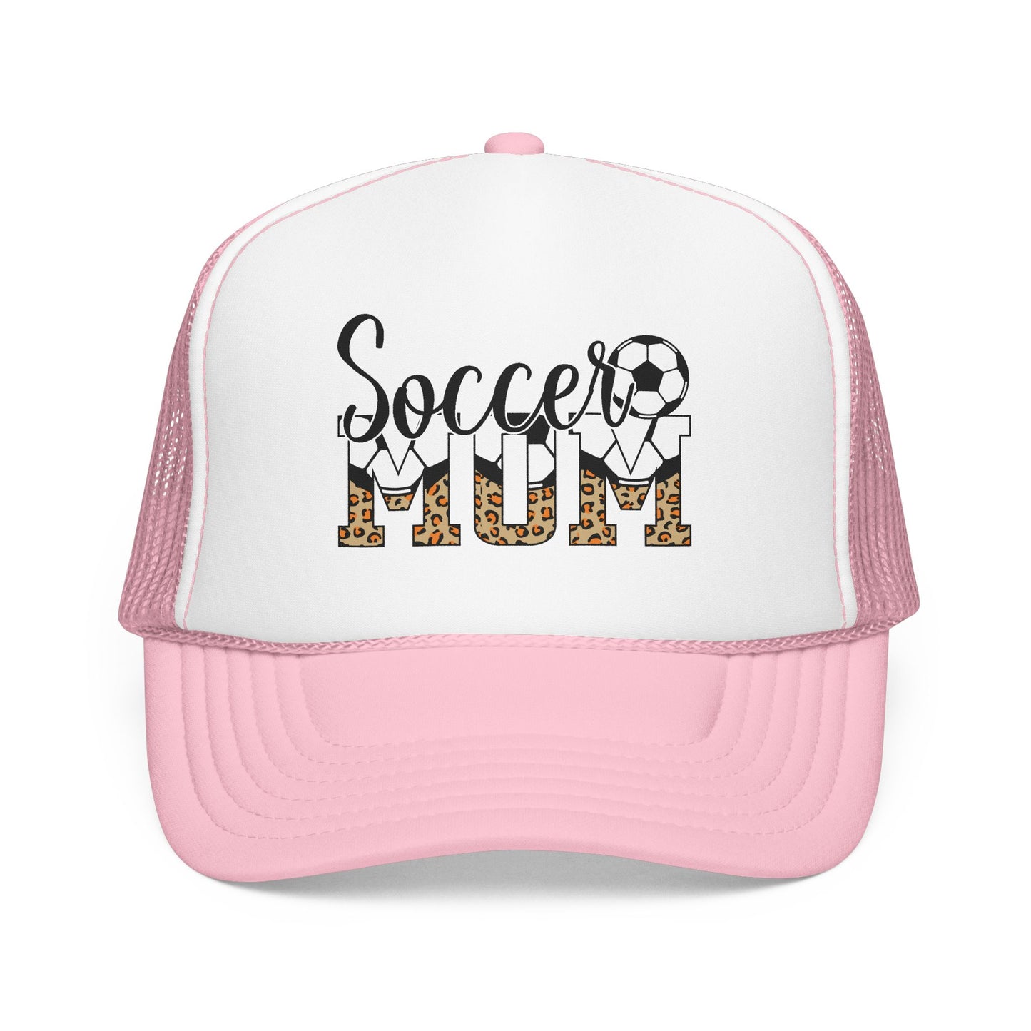 Soccer Mom Trucker Hat — Leopard Print Soccer Ball Foam Cap