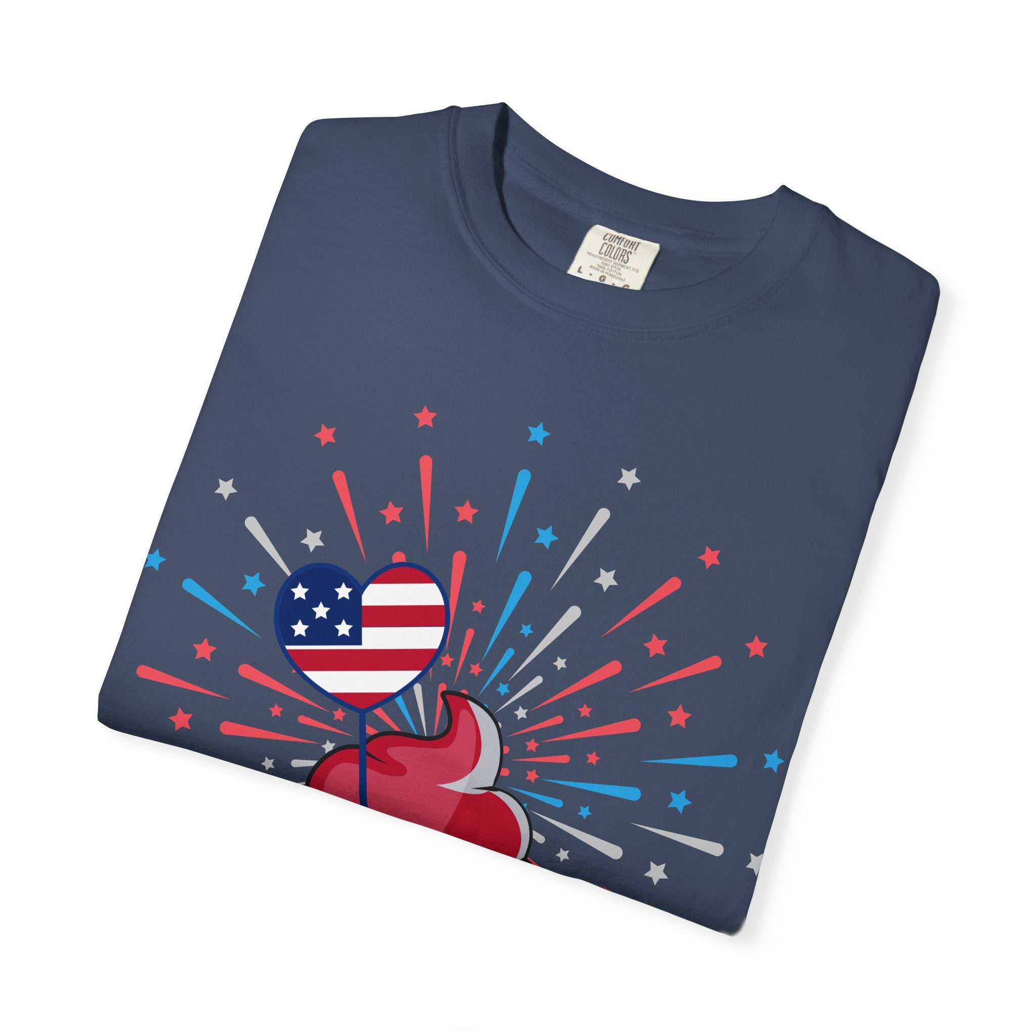 4th of July Patriotic Cupcake T-Shirt — USA Flag Firework Bakery Graphic Tee