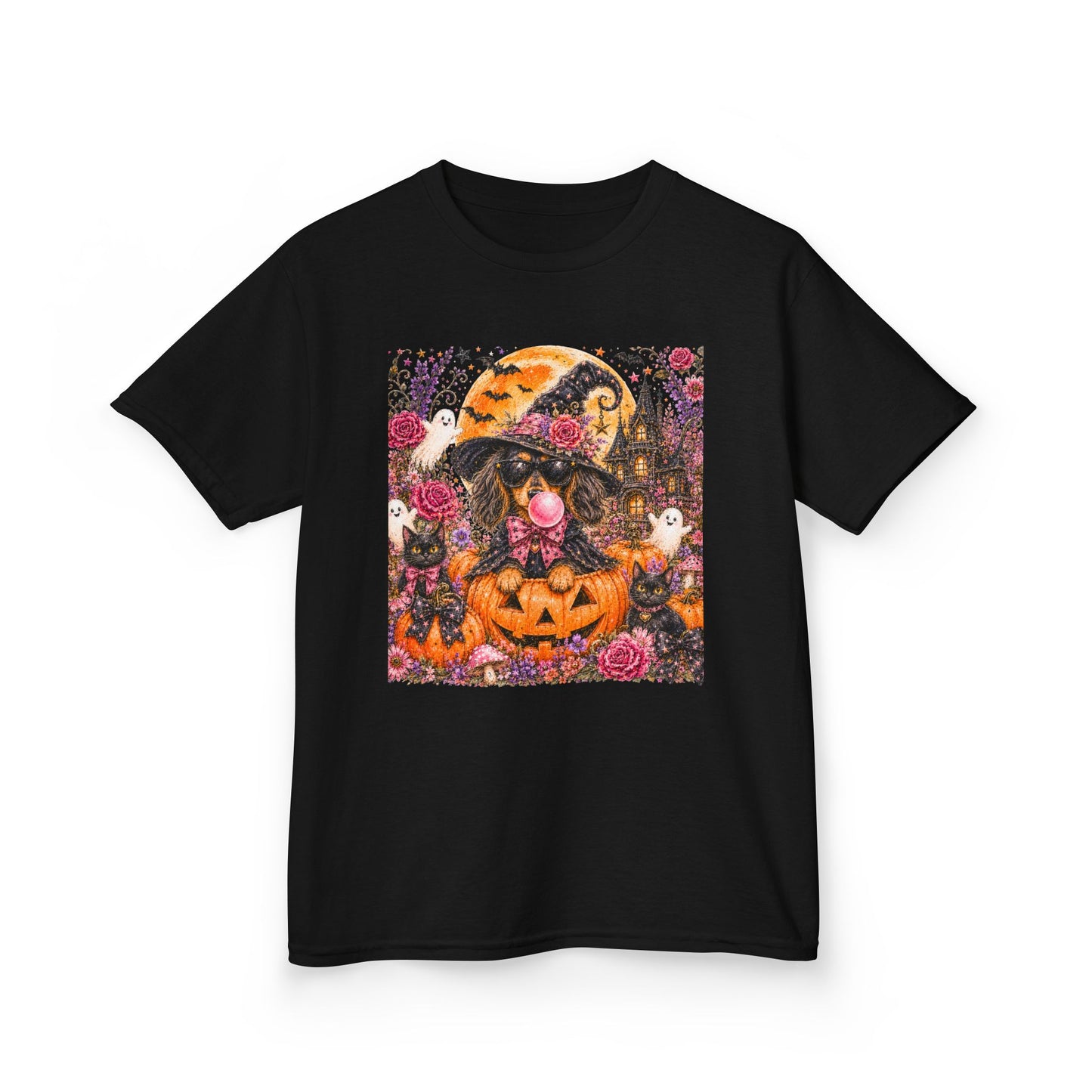 Kids Halloween Cat T-Shirt — Pumpkin Witch Costume Tee for Children