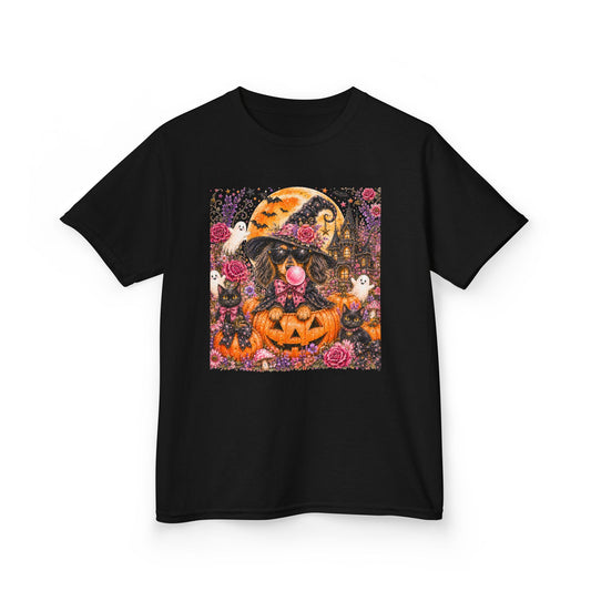 Kids Halloween Cat T-Shirt — Pumpkin Witch Costume Tee for Children