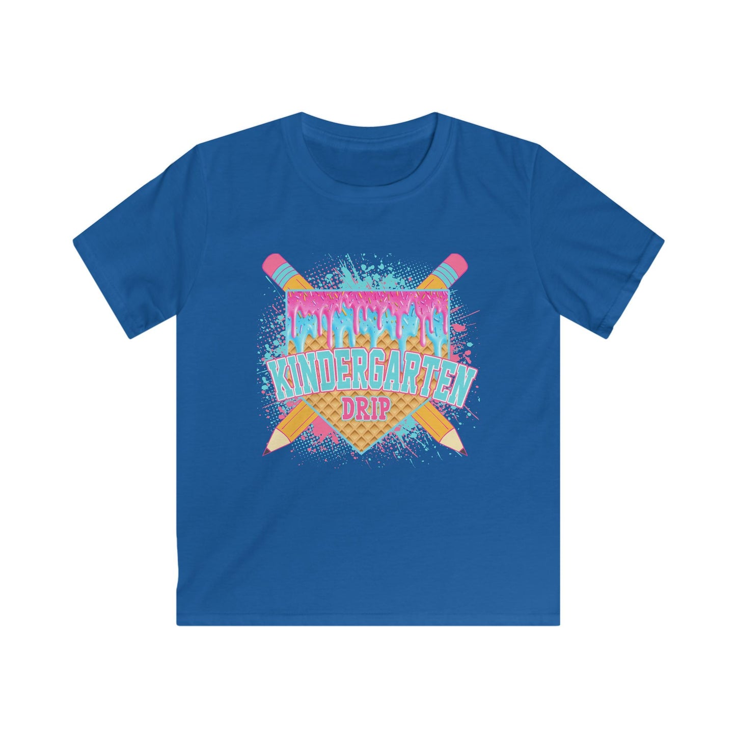 Kindergarten Crew Kids Tee — Colorful Pencil Drip Back-to-School Shirt