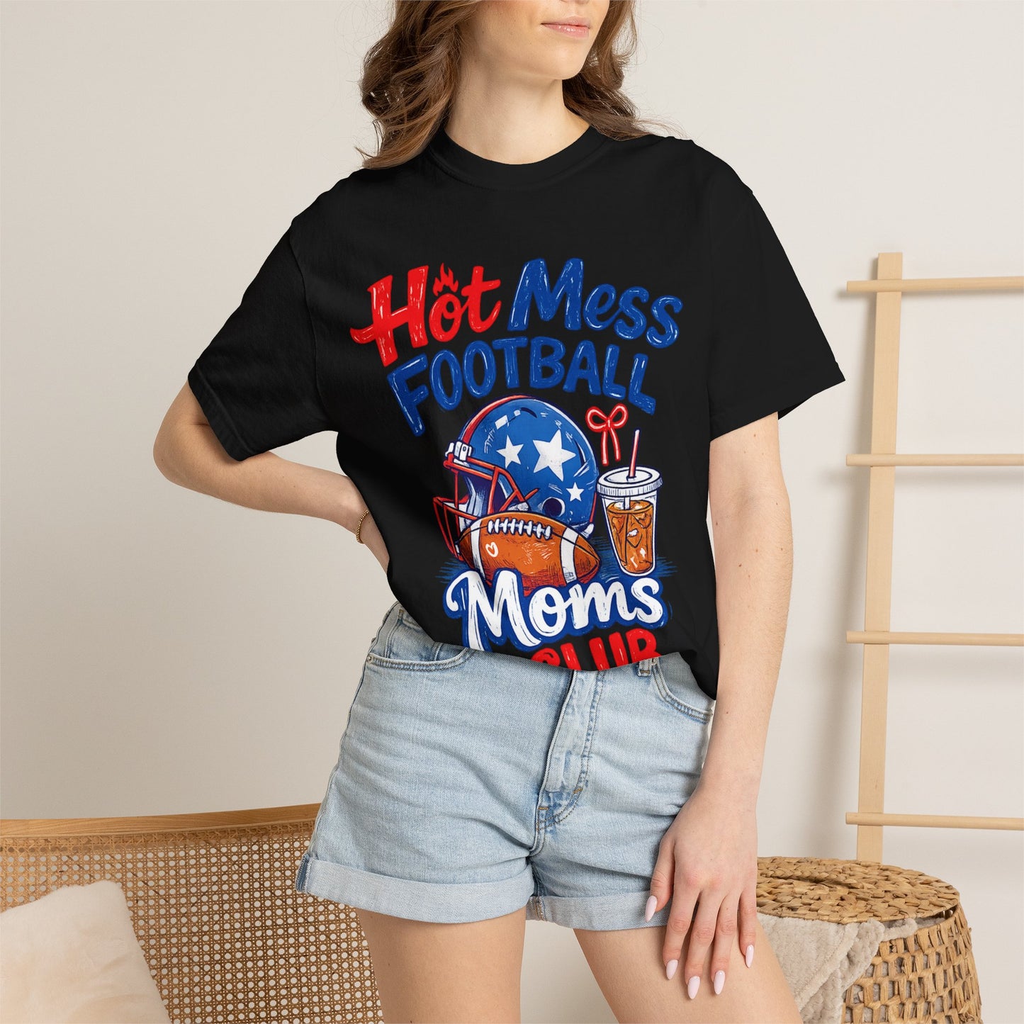 Hot Mess Football Moms Club T-Shirt