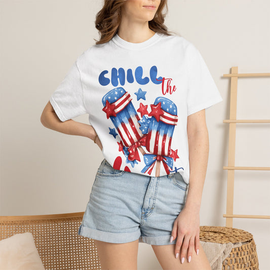 4th of July T-Shirt — "Chill the 4th Out" Patriotic Popsicle Tee