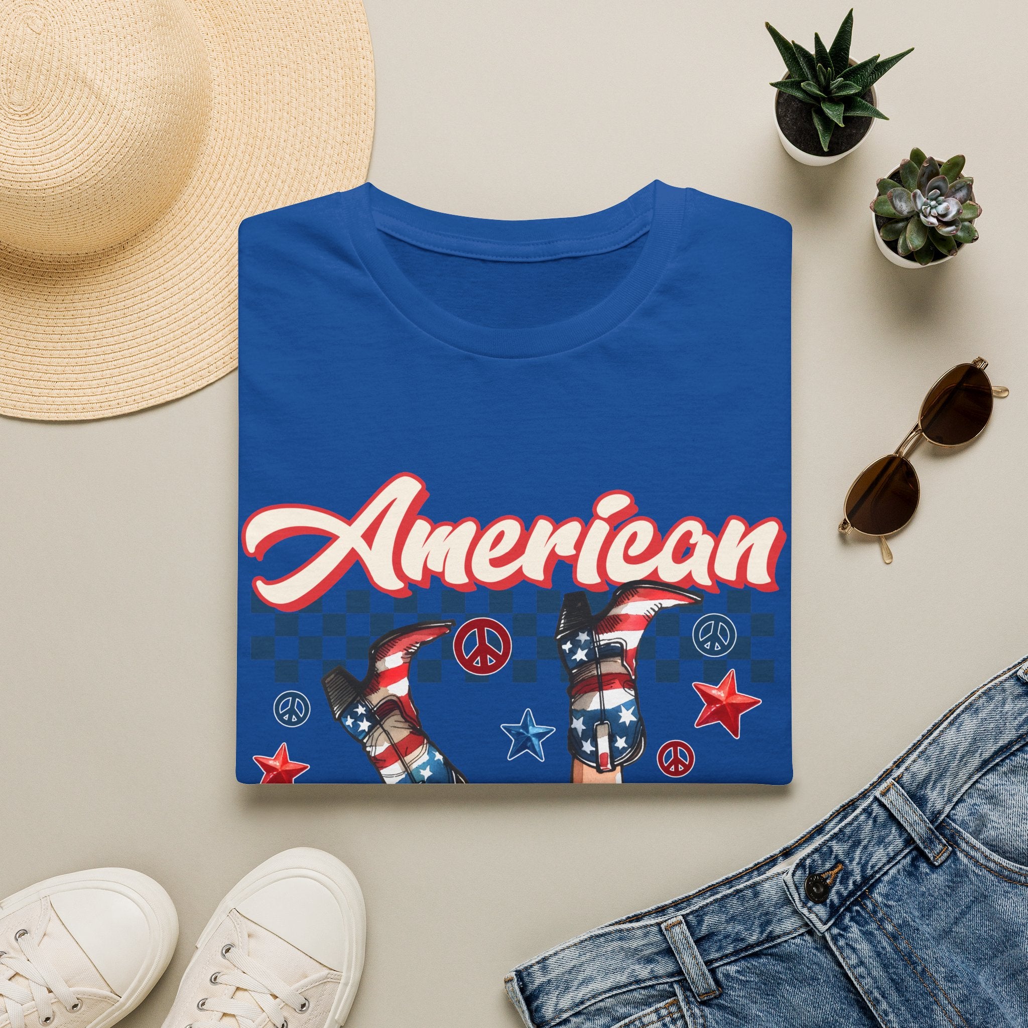 T-Shirt — "American Sweetheart" Patriotic Stars & Stripes Graphic
