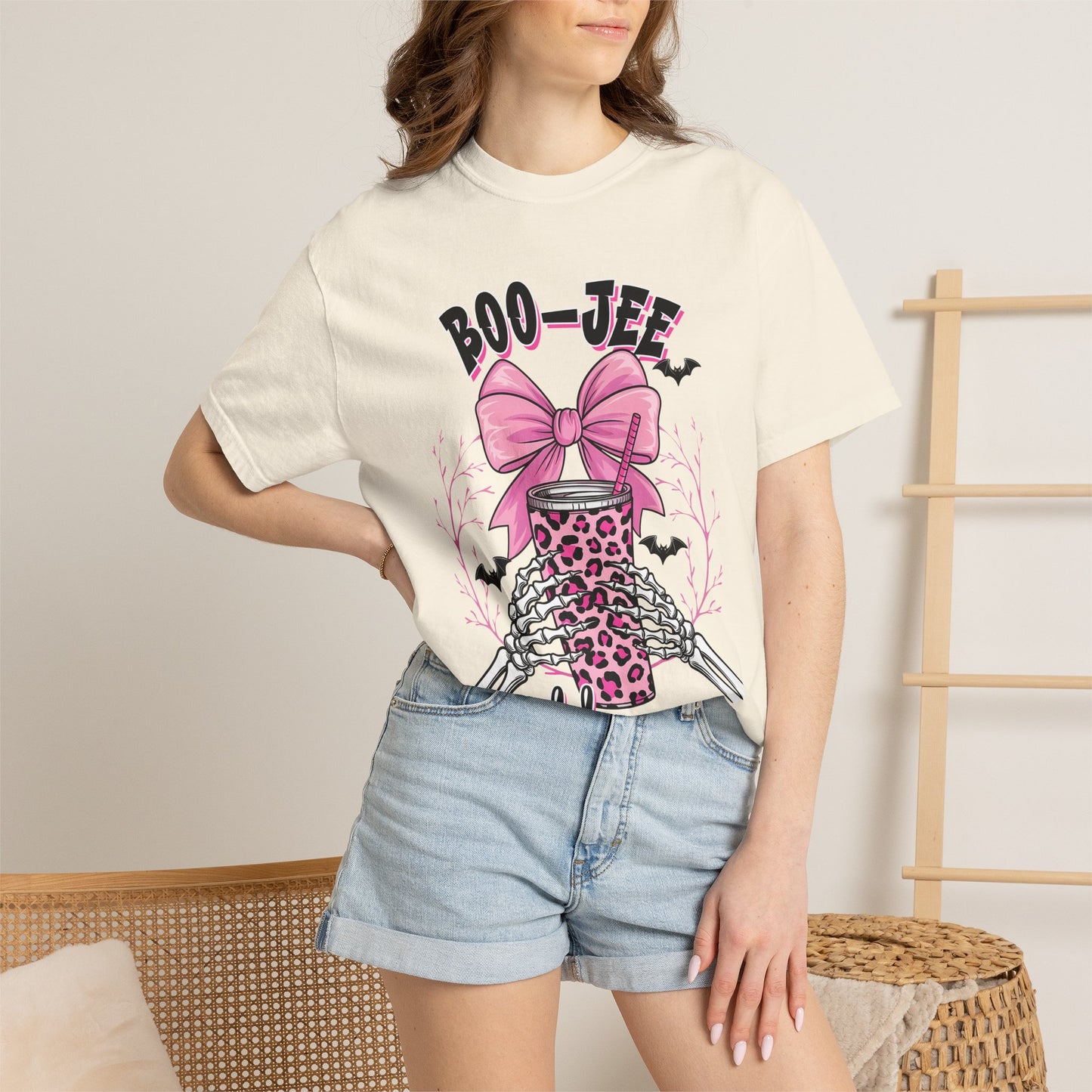 Boo-jee Mama T-Shirt — Pink Leopard Skull Coffee Travel Mug Graphic Tee