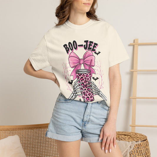Boo-jee Mama T-Shirt — Pink Leopard Skull Coffee Travel Mug Graphic Tee