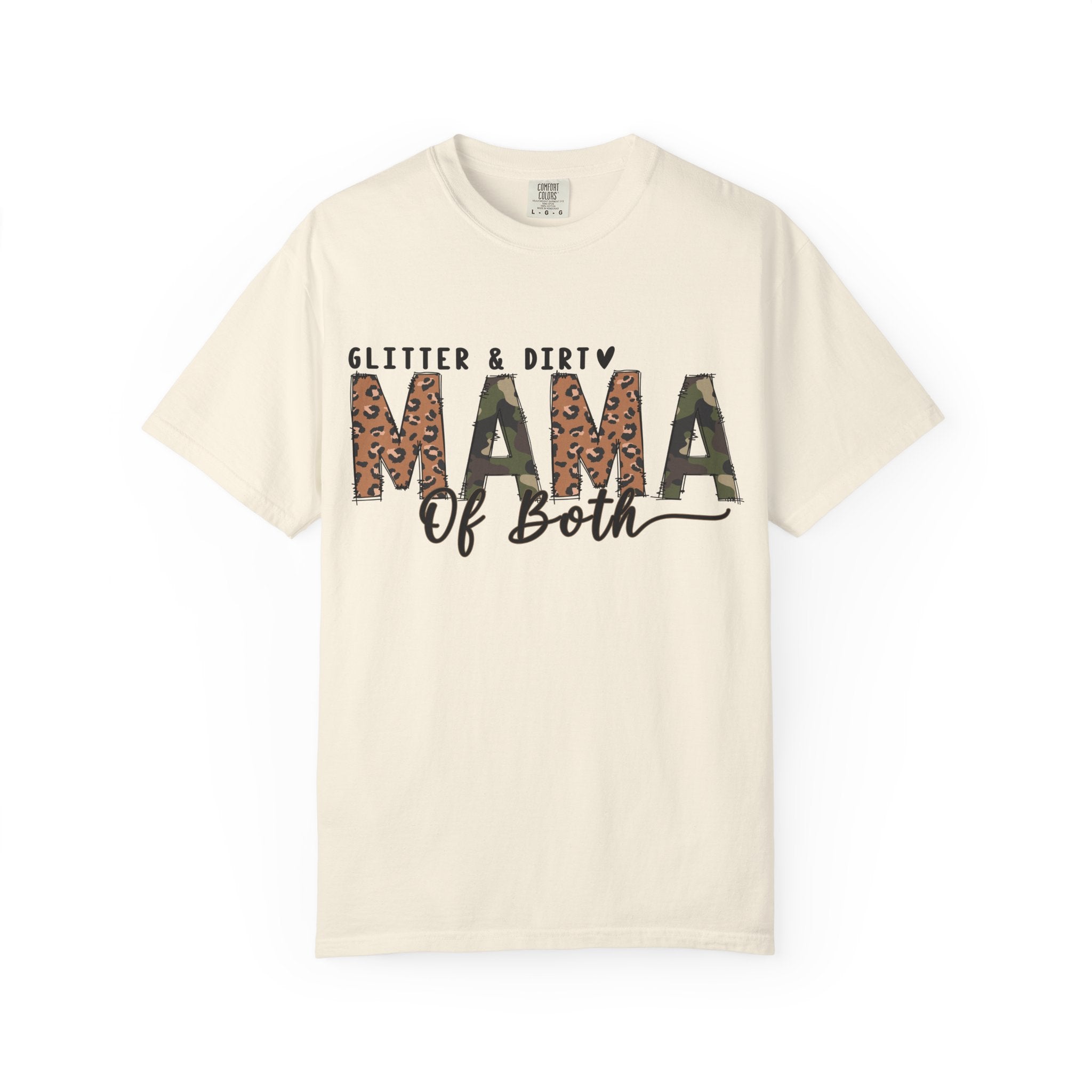 Mama of Both Leopard Graphic T-Shirt — "Glitter & Dirty" Mom Tee
