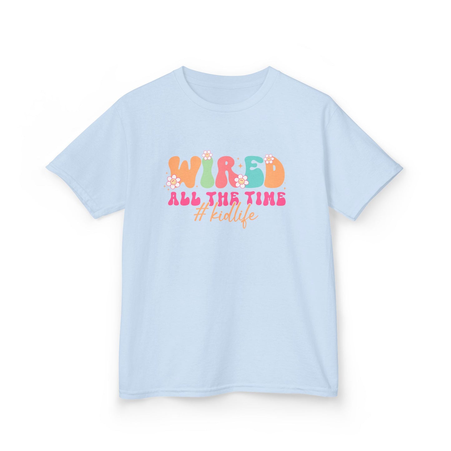 Kids Tee — "Wired All The Time" Bright Retro Graphic