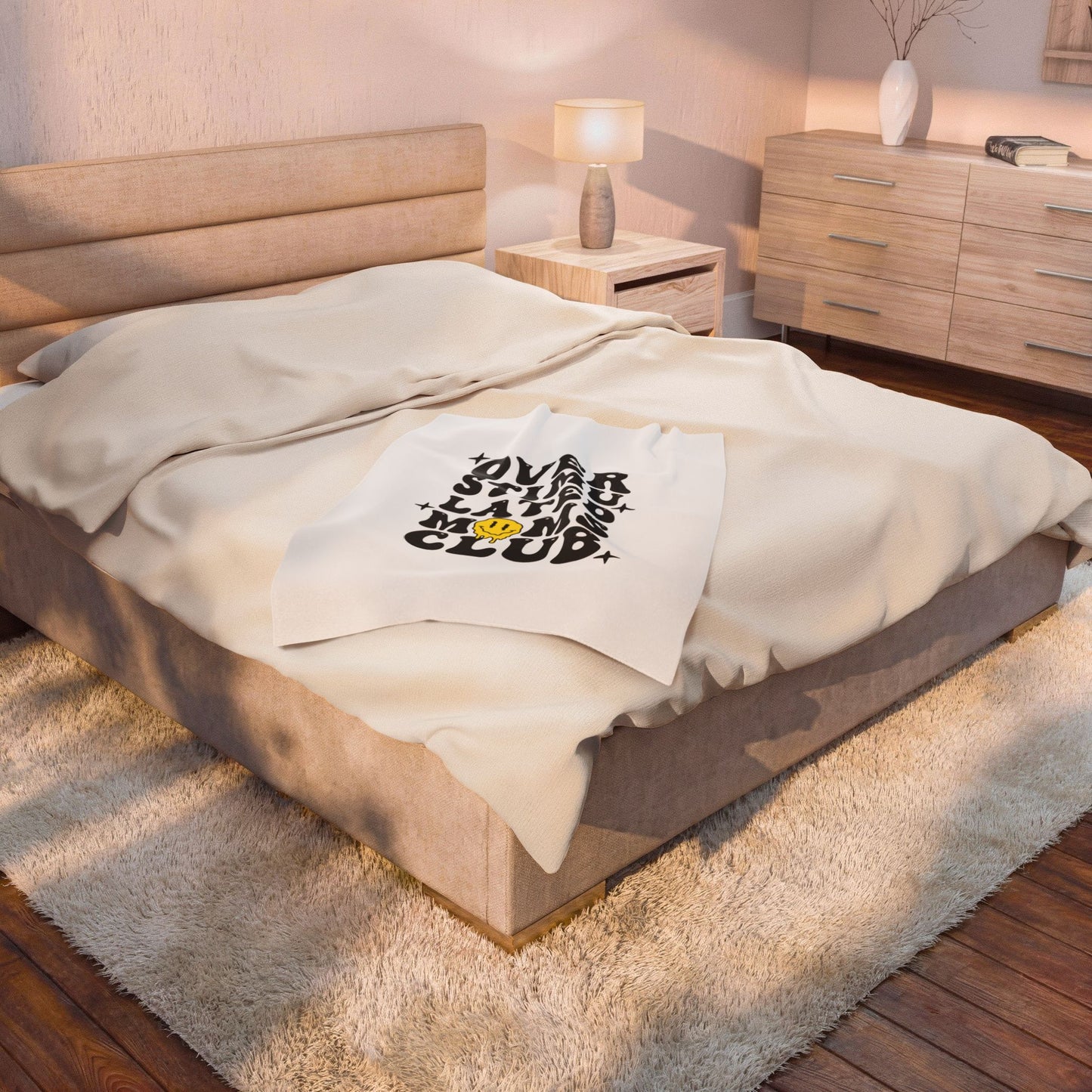 Overstimulated Moms Club Velveteen Plush Blanket — Funny Mom Gift Cozy Throw