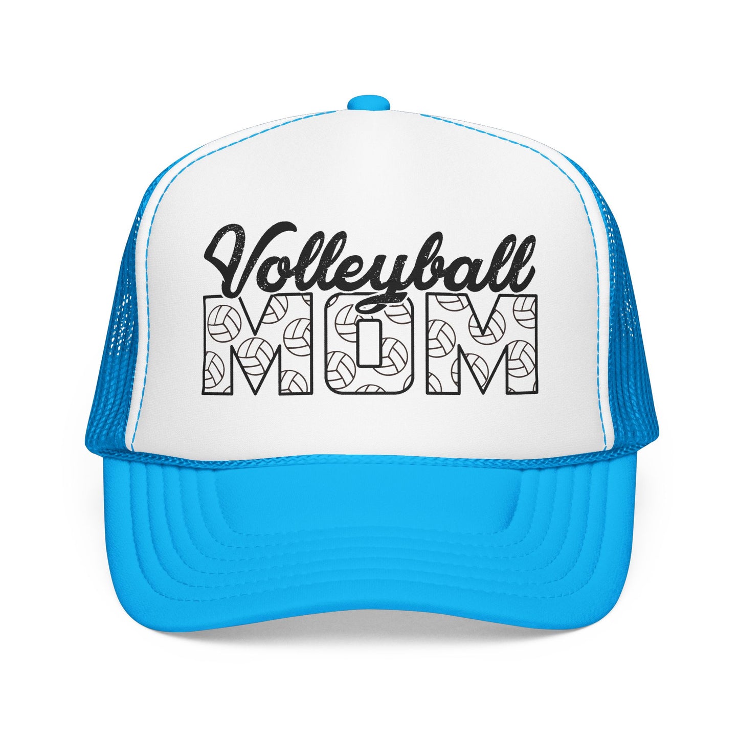 Volleyball Mom Trucker Hat – Foam Mesh Cap with Volleyball Pattern