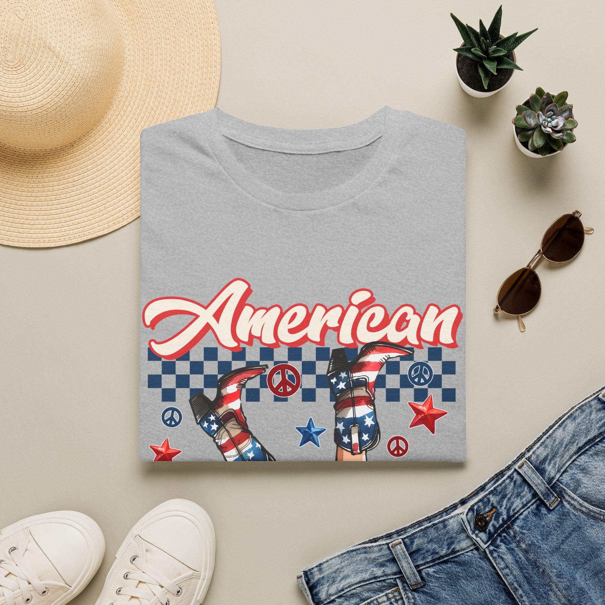 T-Shirt — "American Sweetheart" Patriotic Stars & Stripes Graphic