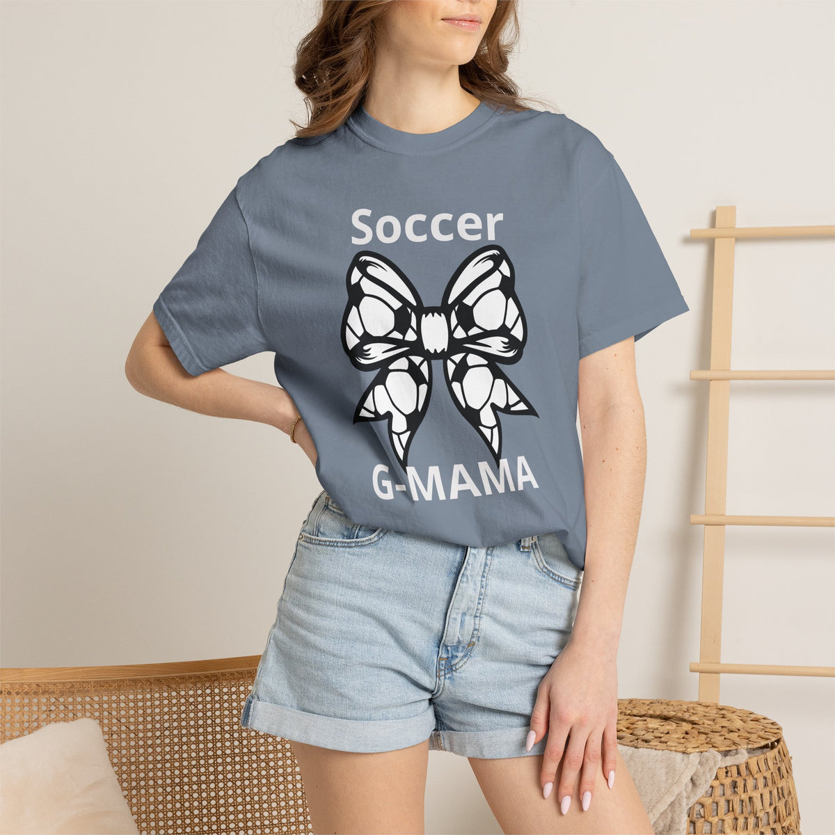 Butterfly Bow Graphic T-Shirt — 'Soccer Mama' Subtle Text