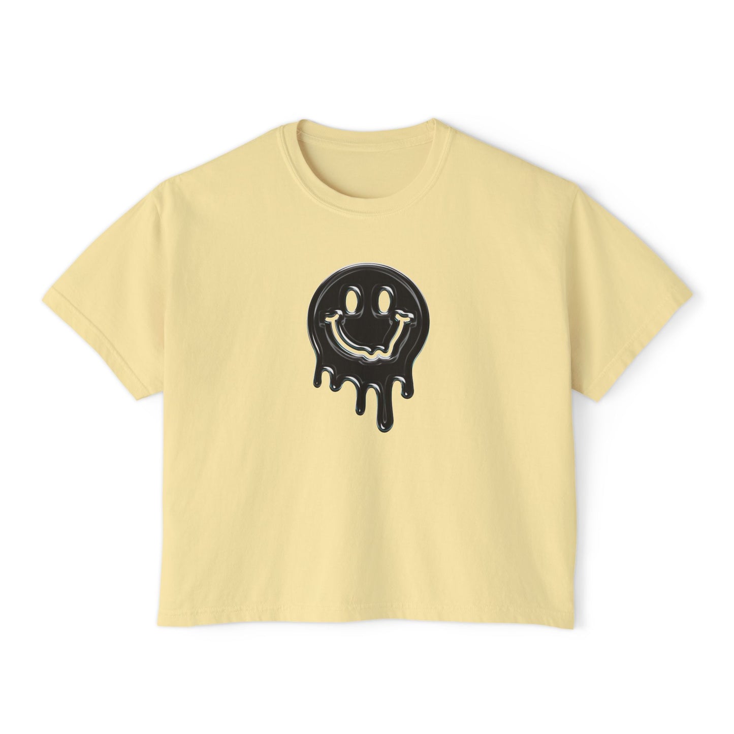 Women's Boxy Tee — Dripping Smiley Graphic Tee