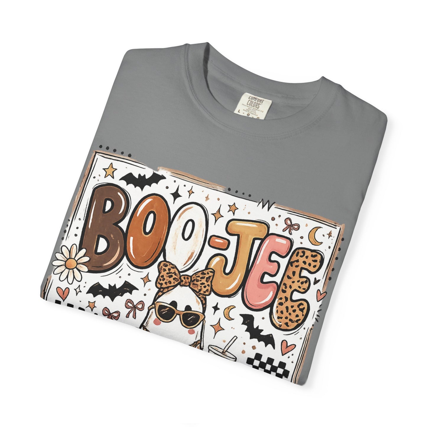 Halloween Boo-je T-Shirt — Cute Ghost with Pumpkin, Sunflower & Candy Trick-or-Treat Tee