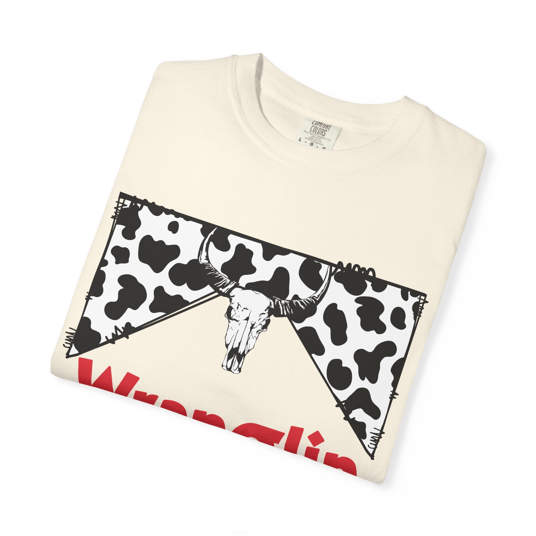 Wranglin Mama T‑Shirt — Cowprint Western Graphic Tee