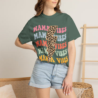 Mama Vibes Lightning Bolt/Leopard Graphic T-Shirt