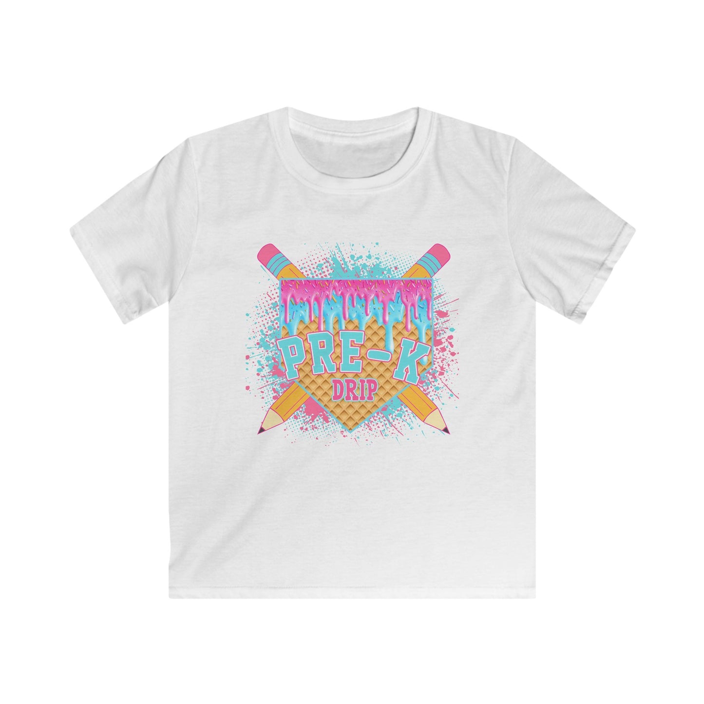 Kids T‑Shirt - Colorful 'Pre-K Dip' Crayon Drip Design (Back to School Gift)