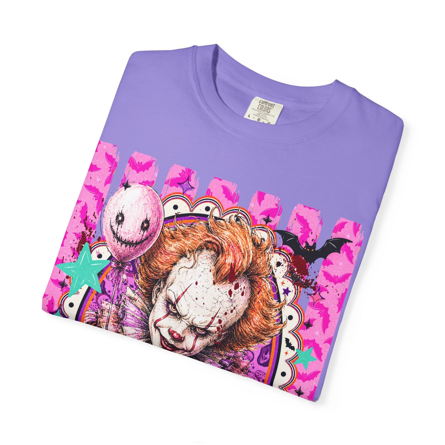 Creepy Clown Portrait T-Shirt — Pink Horror Graphic Tee