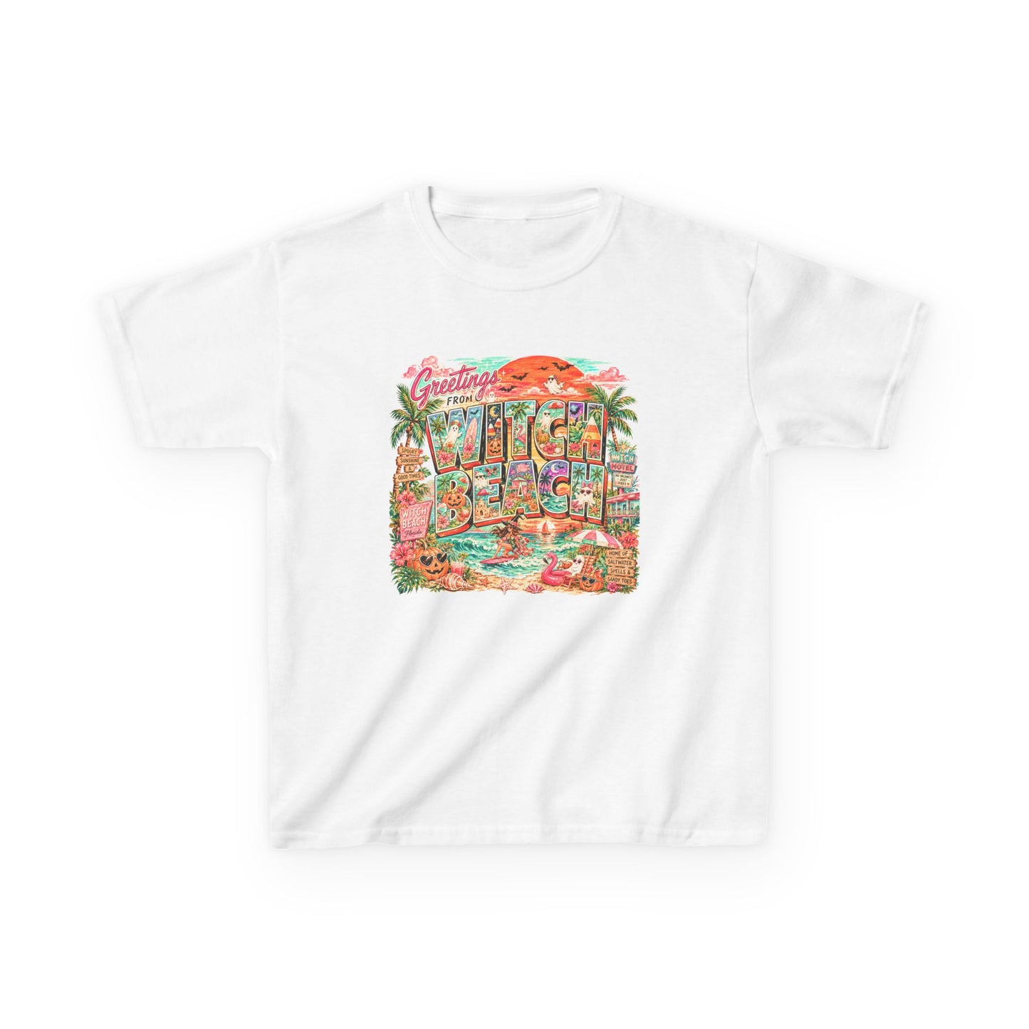 Kids T-Shirt — Retro Tropical 'Greetings From' Hawaii Postcard Design