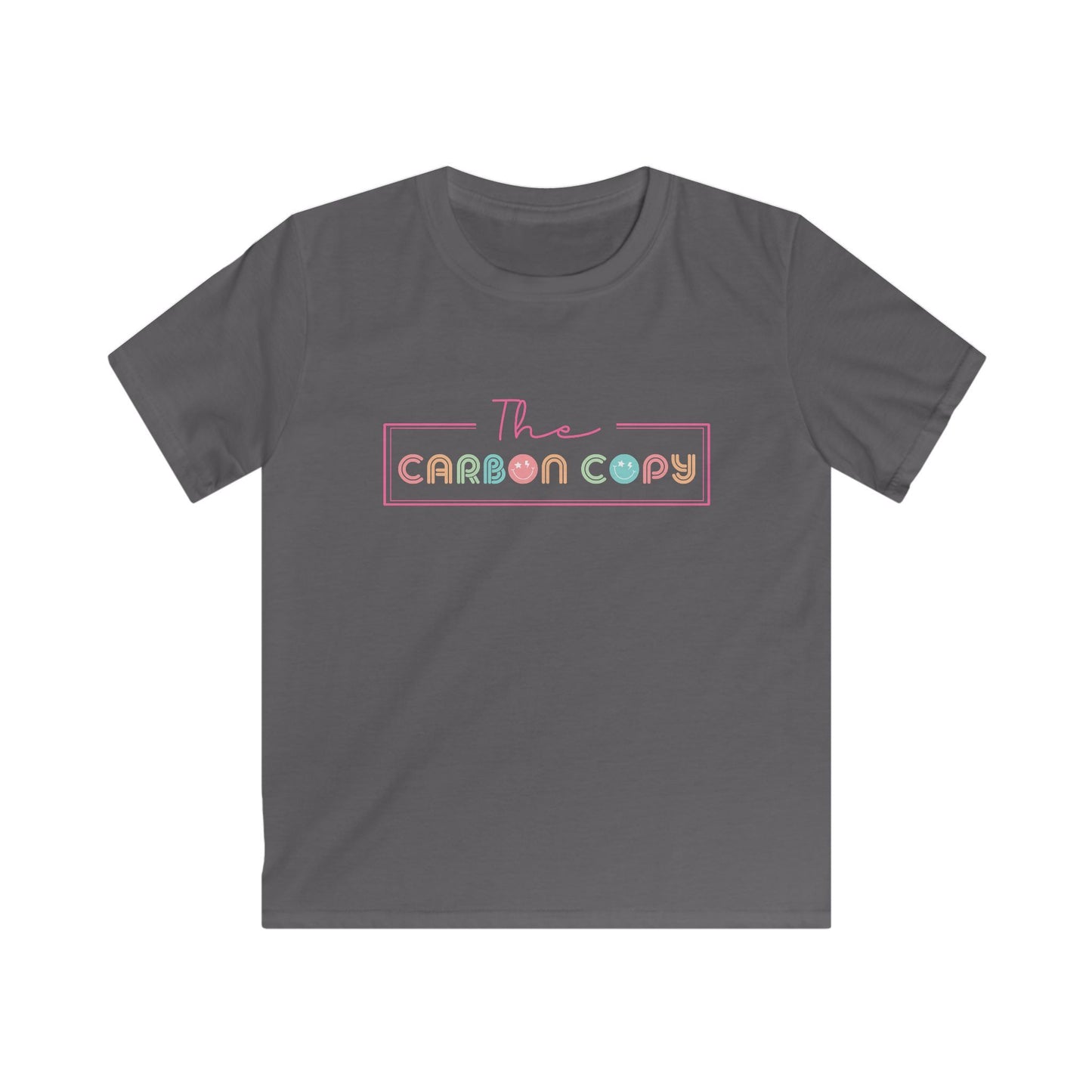Kids Tee — "The Carbon Copy" Pastel Retro Logo