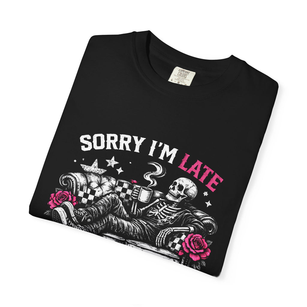 Skull & Roses 'Sorry I'm Late' T-Shirt