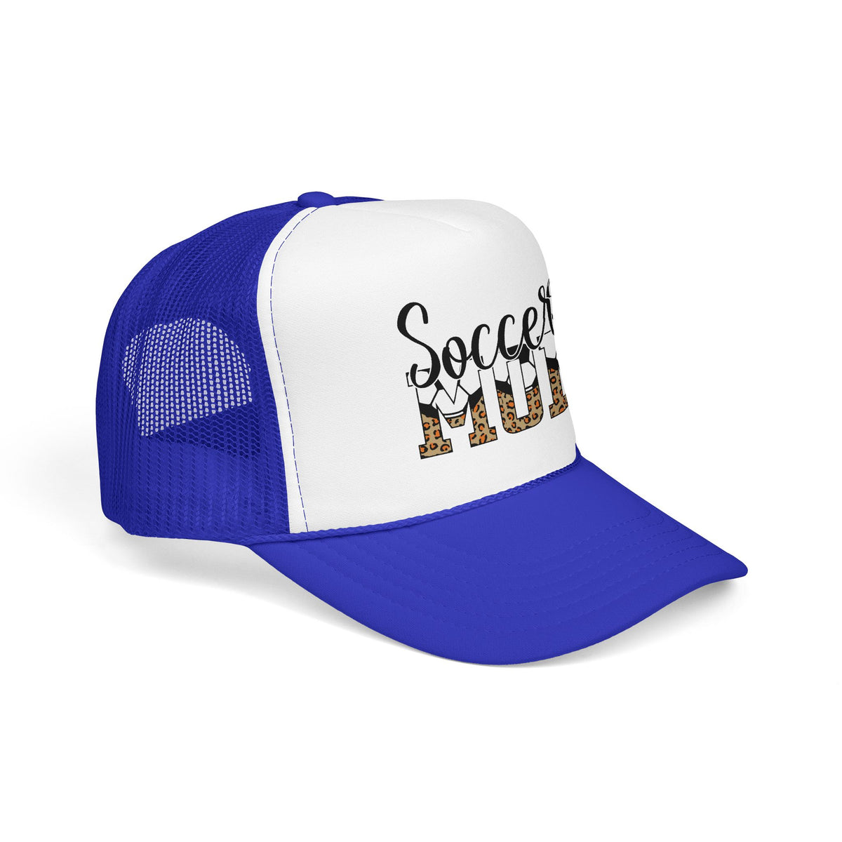 Soccer Mom Trucker Hat — Leopard Print Soccer Ball Foam Cap