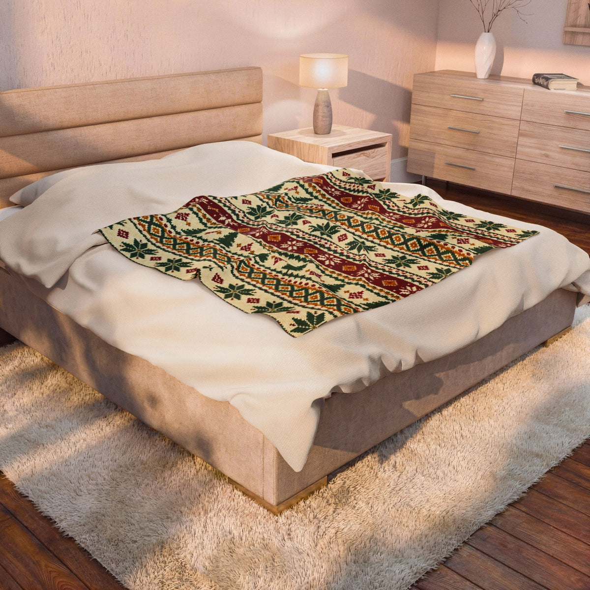 Nordic Christmas Pattern Velveteen Plush Blanket