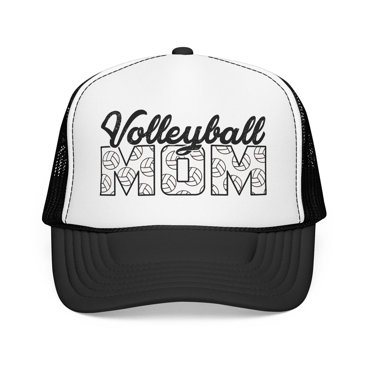 Volleyball Mom Trucker Hat – Foam Mesh Cap with Volleyball Pattern