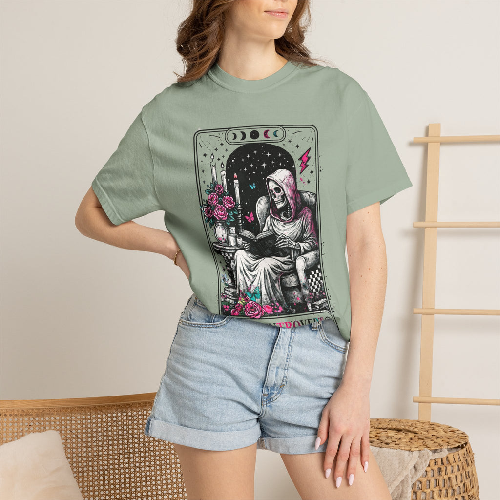 Introvert Tarot T-Shirt — Gothic Skeleton Card Graphic Tee