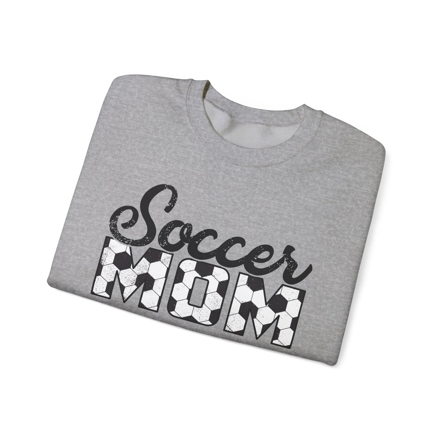 Soccer Mom Crewneck Sweatshirt — Ladies Soccer Mom Pullover with Soccer Ball Text