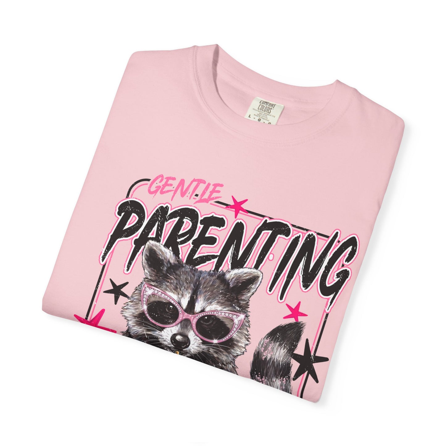 Parenting Dropout Cat T-Shirt — Funny Raccoon Graphic Tee with 'Gentle Parenting Dropout' Text