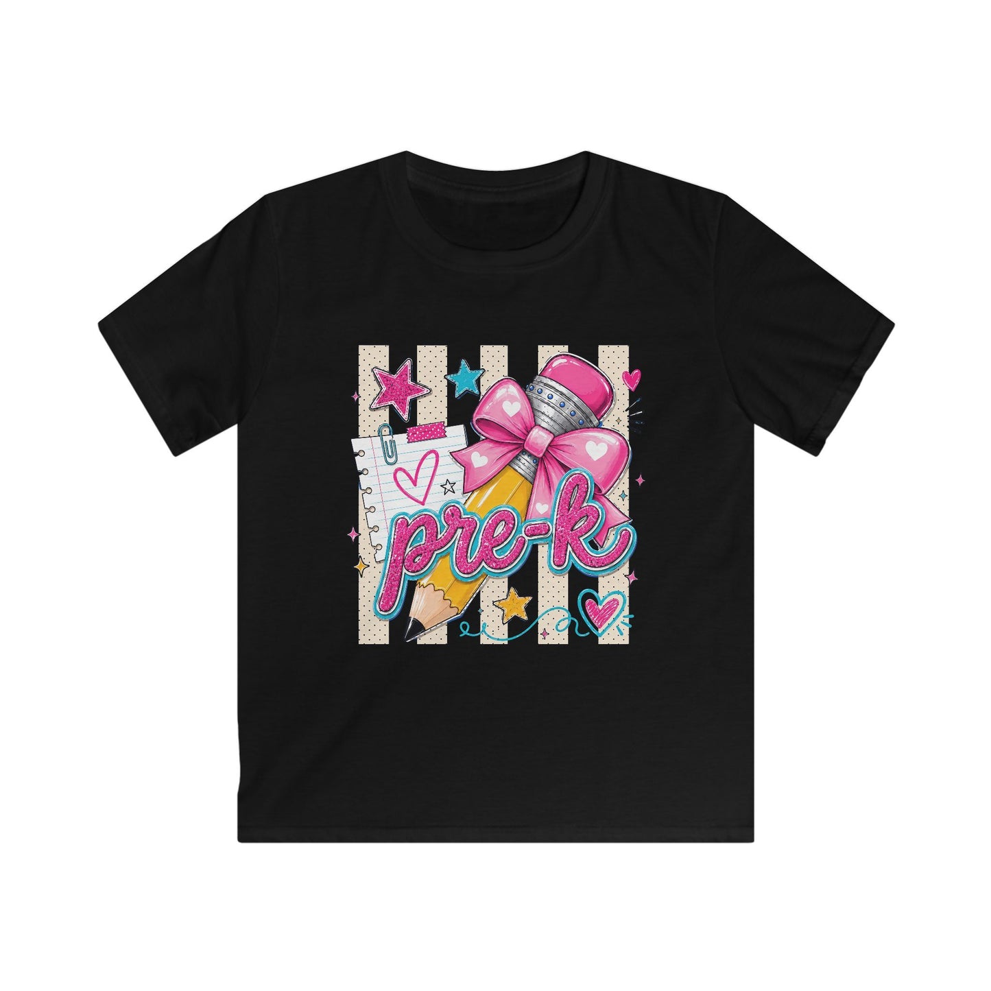 Pre-K Kids T-Shirt — Cute Pink Microphone & Pencil Back-to-School Tee