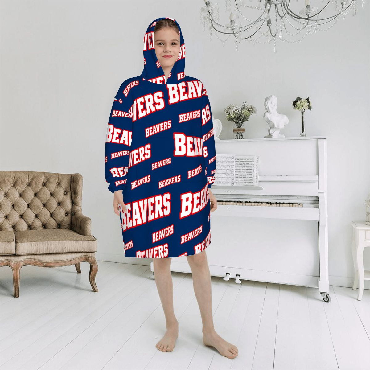 Blanket Hoodie for Kids Beavers