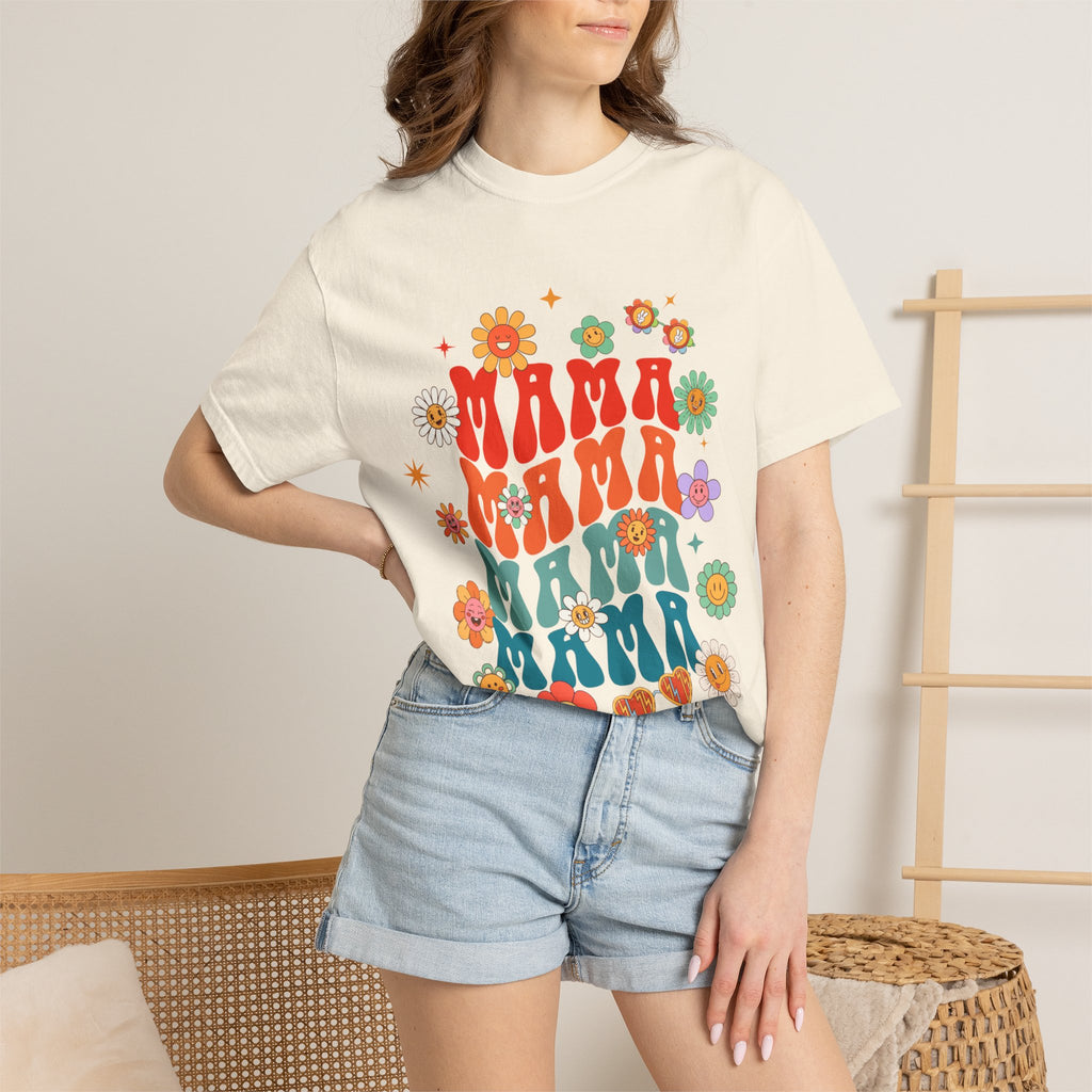 Mama Vibes Floral Retro T-Shirt — Vintage 70s Style Mother’s Day Tee