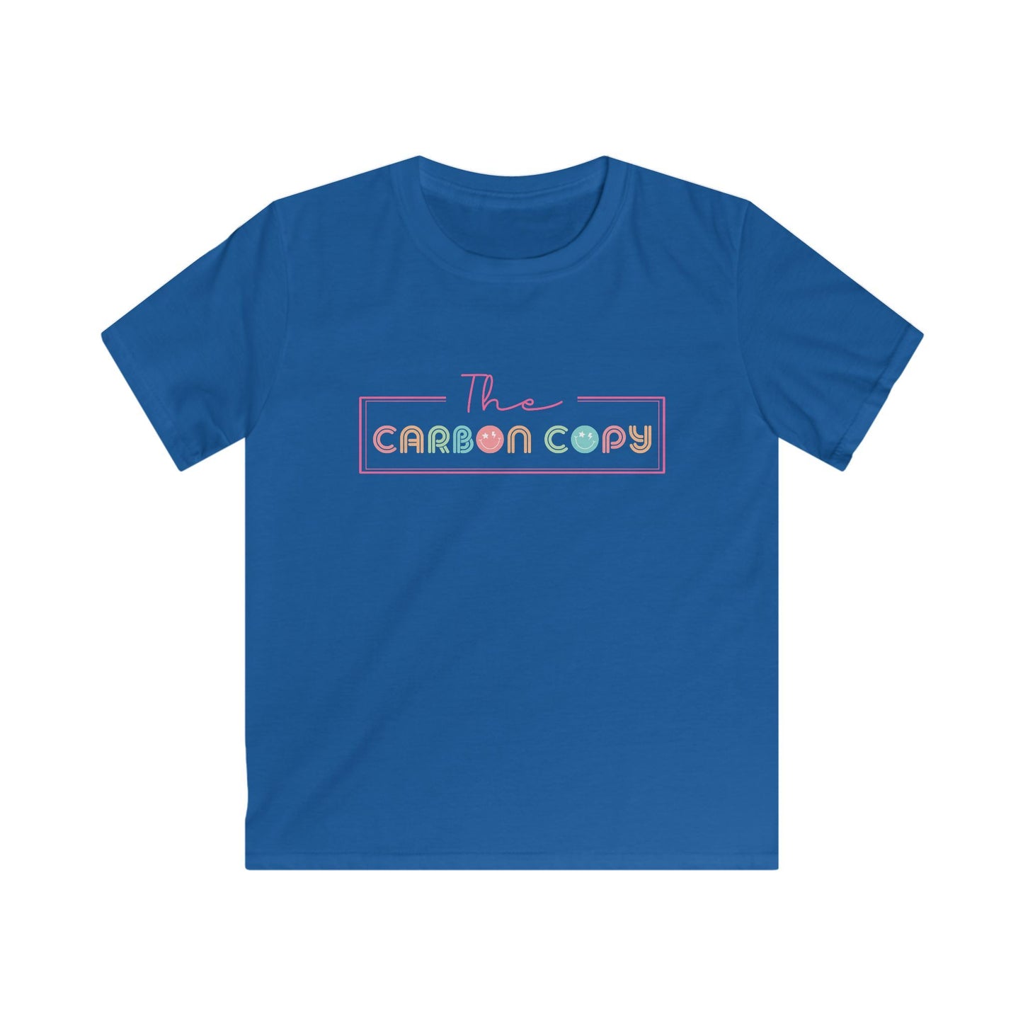 Kids Tee — "The Carbon Copy" Pastel Retro Logo