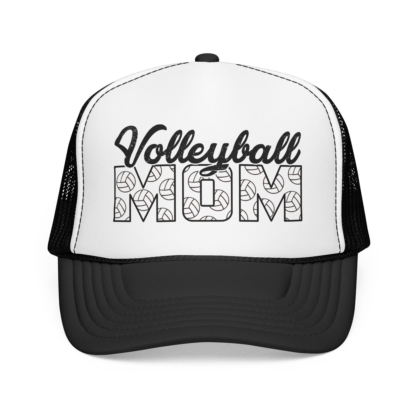 Volleyball Mom Trucker Hat – Foam Mesh Cap with Volleyball Pattern