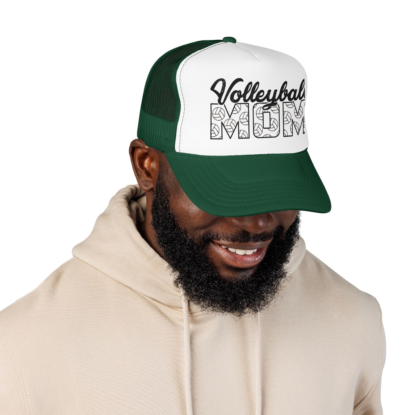 Volleyball Mom Trucker Hat – Foam Mesh Cap with Volleyball Pattern