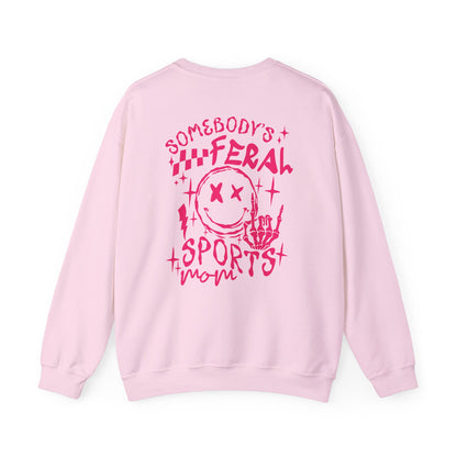 Feral Sports Mom Pink Font Crewneck Sweatshirt
